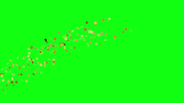 Золотой Цвет Конфетти Анимация Празднования Событий Графический Исходный Элемент Зеленом — стоковое видео