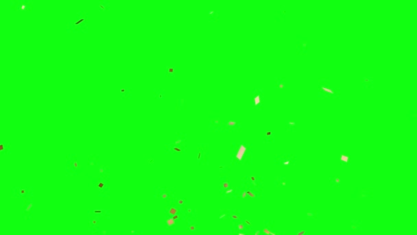 Золотой Цвет Конфетти Анимация Празднования Событий Графический Исходный Элемент Зеленом — стоковое видео