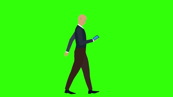 Άνθρωπος Πόδια Και Κοιτάζοντας Στο Τηλέφωνο Animation Chroma Κλειδί Αδιάλειπτη — Αρχείο Βίντεο