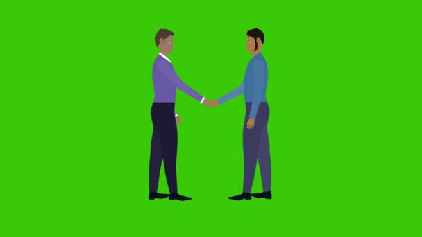 Dos Hombres Haciendo Idea Socio Apretón Manos Concepto Negocio Animación — Vídeo de stock