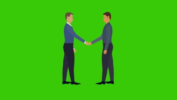 Two Men Doing Handshake Partner Idea Business Concept Cartoon Animation — Stock Video