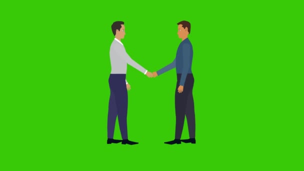两个男人握手搭档的想法 商业概念 卡通动画 — 图库视频影像
