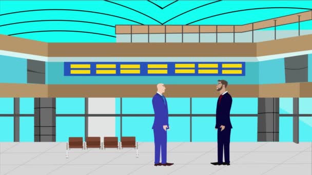 Animación Dos Hombres Negocios Hablando Entre Área Moderna Oficina — Vídeos de Stock