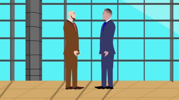 Animace Dvou Postav Business Man Mluvit Spolu Moderním Kancelářském Prostoru — Stock video