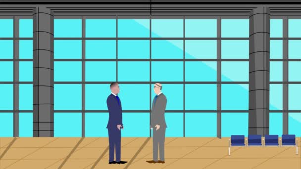 Animation Χαρακτήρα Δύο Επιχειρηματιών Που Μιλούν Μεταξύ Τους Στο Σύγχρονο — Αρχείο Βίντεο