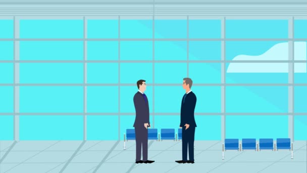 现代办公区两个商人性格的二维动画 — 图库视频影像