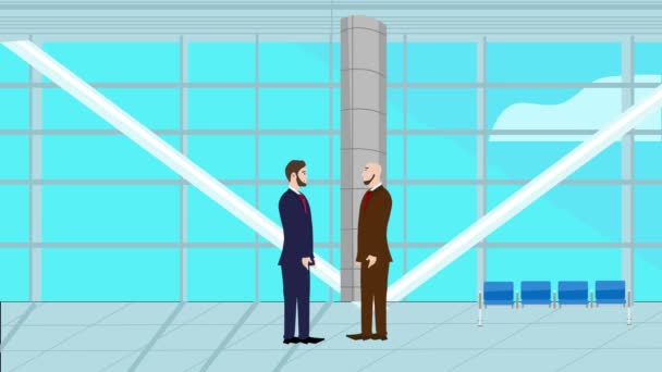 现代办公区两个商人性格的二维动画 — 图库视频影像