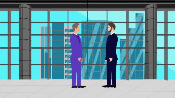 Modern Ofis Alanında Birbiriyle Konuşan Iki Adamının Animasyonu — Stok video