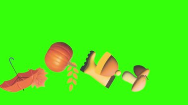 Yeşil ekran grafik elementlerinde sonbahar nesne animasyonu