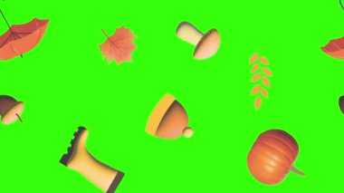 Yeşil ekran grafik elementlerinde sonbahar nesne animasyonu