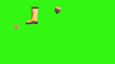 Yeşil ekran grafik elementlerinde sonbahar nesne animasyonu