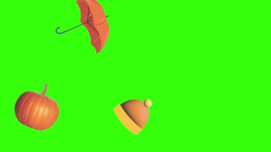 Yeşil ekran grafik elementlerinde sonbahar nesne animasyonu