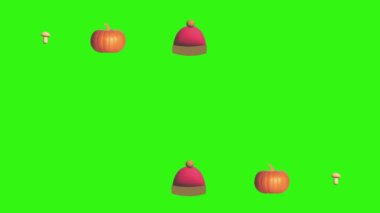 Sonbahar ögeleri grubu yeşil ekranda nesne canlandırması