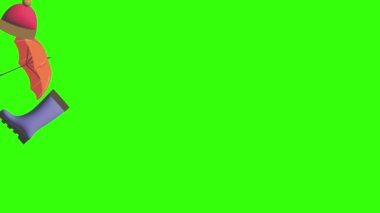 Sonbahar ögeleri grubu yeşil ekranda nesne canlandırması