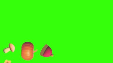 Sonbahar ögeleri grubu yeşil ekranda nesne canlandırması