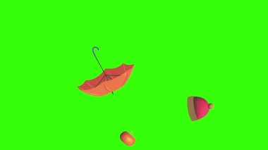 Sonbahar ögeleri grubu yeşil ekranda nesne canlandırması