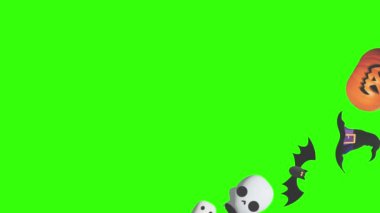 Cadılar Bayramı tasarım nesneleri yeşil ekran üzerinde canlandırma efektleri