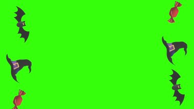Cadılar Bayramı tasarım nesneleri yeşil ekran üzerinde canlandırma efektleri