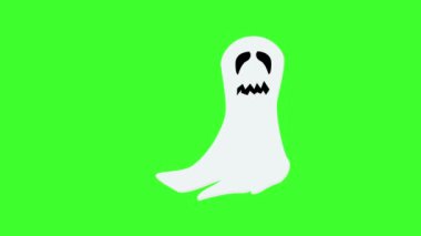 Yeşil ekranda Cadılar Bayramı çizgi filmi hayalet animasyonu
