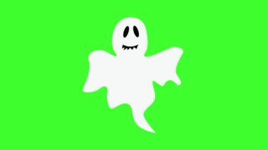 Yeşil ekranda Cadılar Bayramı çizgi filmi hayalet animasyonu