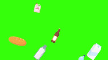 karikatür animasyonu yeşil ekran gıda ürünleri elementleri