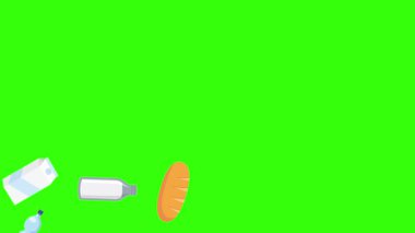 karikatür animasyonu yeşil ekran gıda ürünleri elementleri
