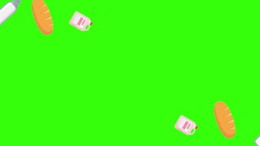 karikatür animasyonu yeşil ekran gıda ürünleri elementleri