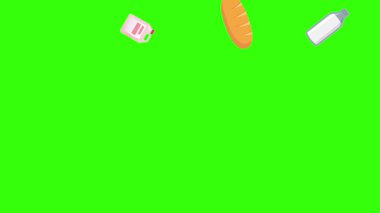 karikatür animasyonu yeşil ekran gıda ürünleri elementleri