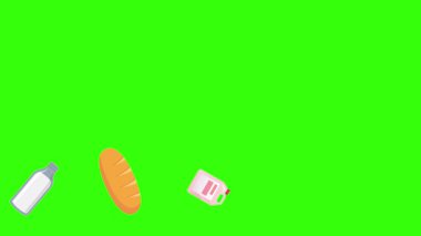 karikatür animasyonu yeşil ekran gıda ürünleri elementleri