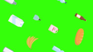 karikatür animasyonu yeşil ekran gıda ürünleri elementleri