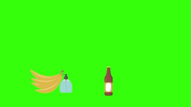 karikatür animasyonu yeşil ekran gıda ürünleri elementleri