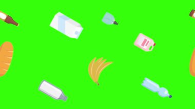 karikatür animasyonu yeşil ekran gıda ürünleri elementleri