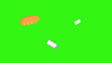 karikatür animasyonu yeşil ekran gıda ürünleri elementleri