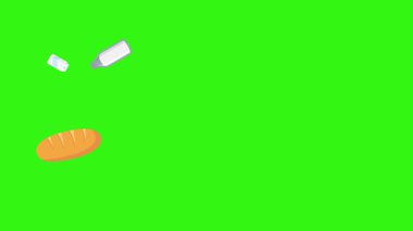 karikatür animasyonu yeşil ekran gıda ürünleri elementleri