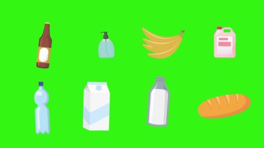 karikatür animasyonu yeşil ekran gıda ürünleri elementleri