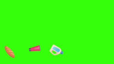 karikatür animasyonu yeşil ekran gıda ürünleri elementleri