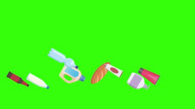 karikatür animasyonu yeşil ekran gıda ürünleri elementleri