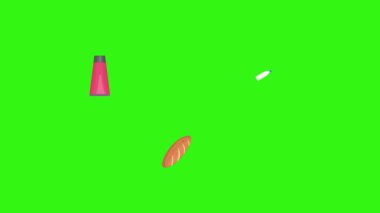 karikatür animasyonu yeşil ekran gıda ürünleri elementleri