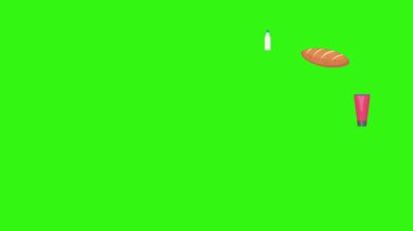 karikatür animasyonu yeşil ekran gıda ürünleri elementleri