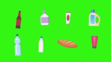 karikatür animasyonu yeşil ekran gıda ürünleri elementleri