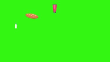 karikatür animasyonu yeşil ekran gıda ürünleri elementleri