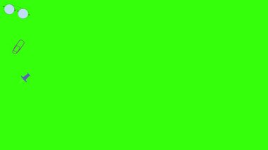 Yeşil ekrandaki ofis araçlarının canlandırması, düz tasarım ögeleri