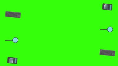 Yeşil ekrandaki ofis araçlarının canlandırması, düz tasarım ögeleri