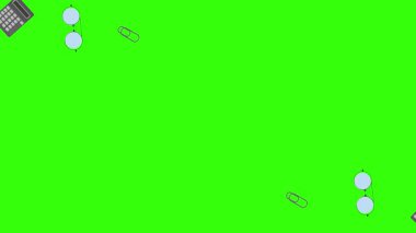 Yeşil ekrandaki ofis araçlarının canlandırması, düz tasarım ögeleri