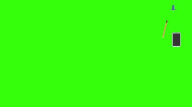 Yeşil ekrandaki ofis araçlarının canlandırması, düz tasarım ögeleri