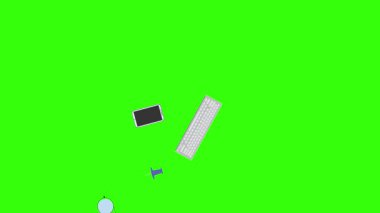 Yeşil ekrandaki ofis araçlarının canlandırması, düz tasarım ögeleri