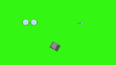 Yeşil ekrandaki ofis araçlarının canlandırması, düz tasarım ögeleri