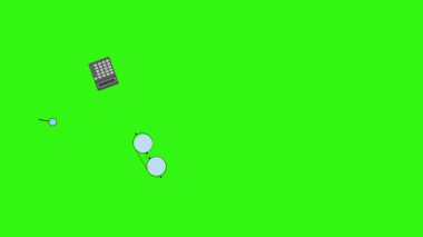 Yeşil ekrandaki ofis araçlarının canlandırması, düz tasarım ögeleri