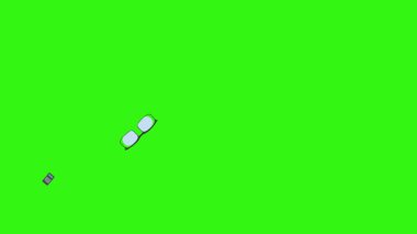 Yeşil ekrandaki ofis araçlarının canlandırması, düz tasarım ögeleri