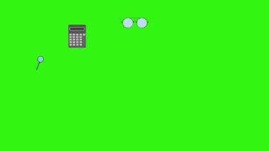 Yeşil ekrandaki ofis araçlarının canlandırması, düz tasarım ögeleri